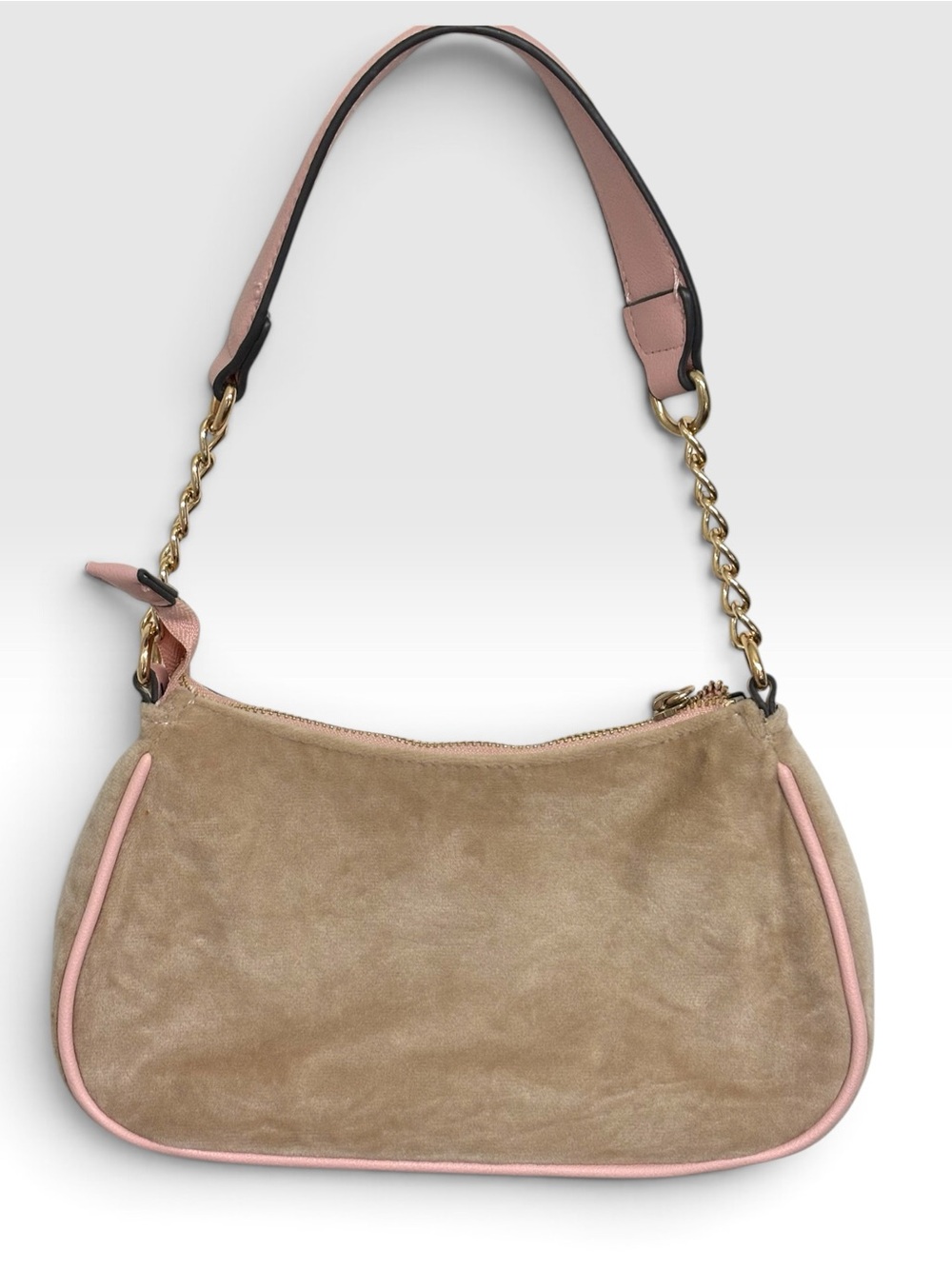 Juicy Couture Brown & Pink Velour Heritage Crest Shoulder Bag - Picture 3 of 6